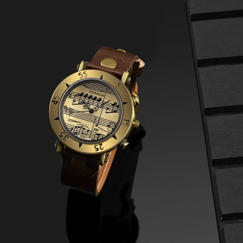 Elegant Music-Inspired Fashion Watch with Leather Strap – Slim Dial for Women 5
