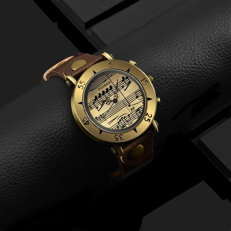 Elegant Music-Inspired Fashion Watch with Leather Strap – Slim Dial for Women 6