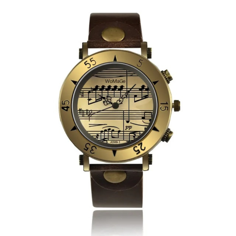 Elegant Music-Inspired Fashion Watch with Leather Strap – Slim Dial for Women 7