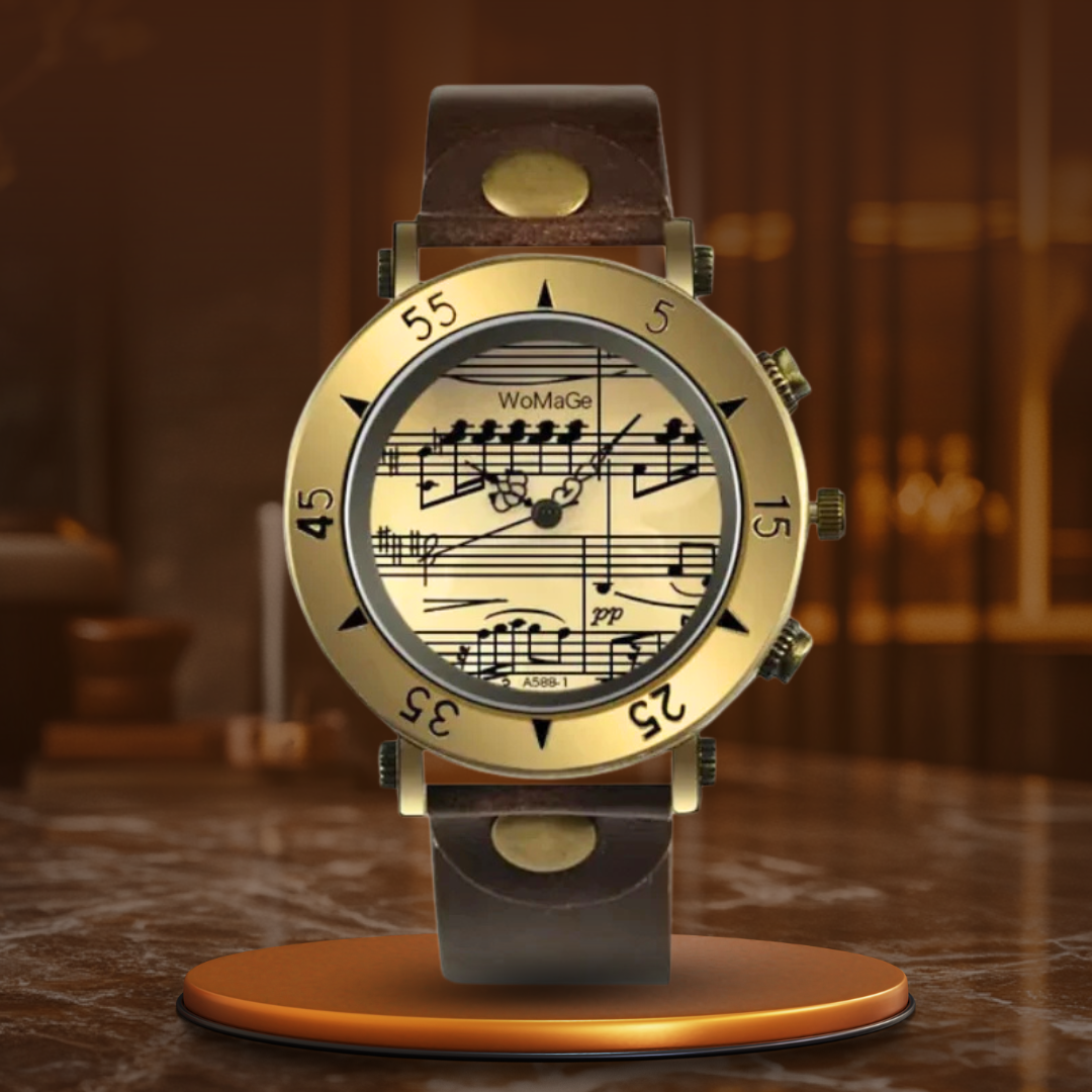 Elegant Music-Inspired Fashion Watch with Leather Strap – Slim Dial for Women 8