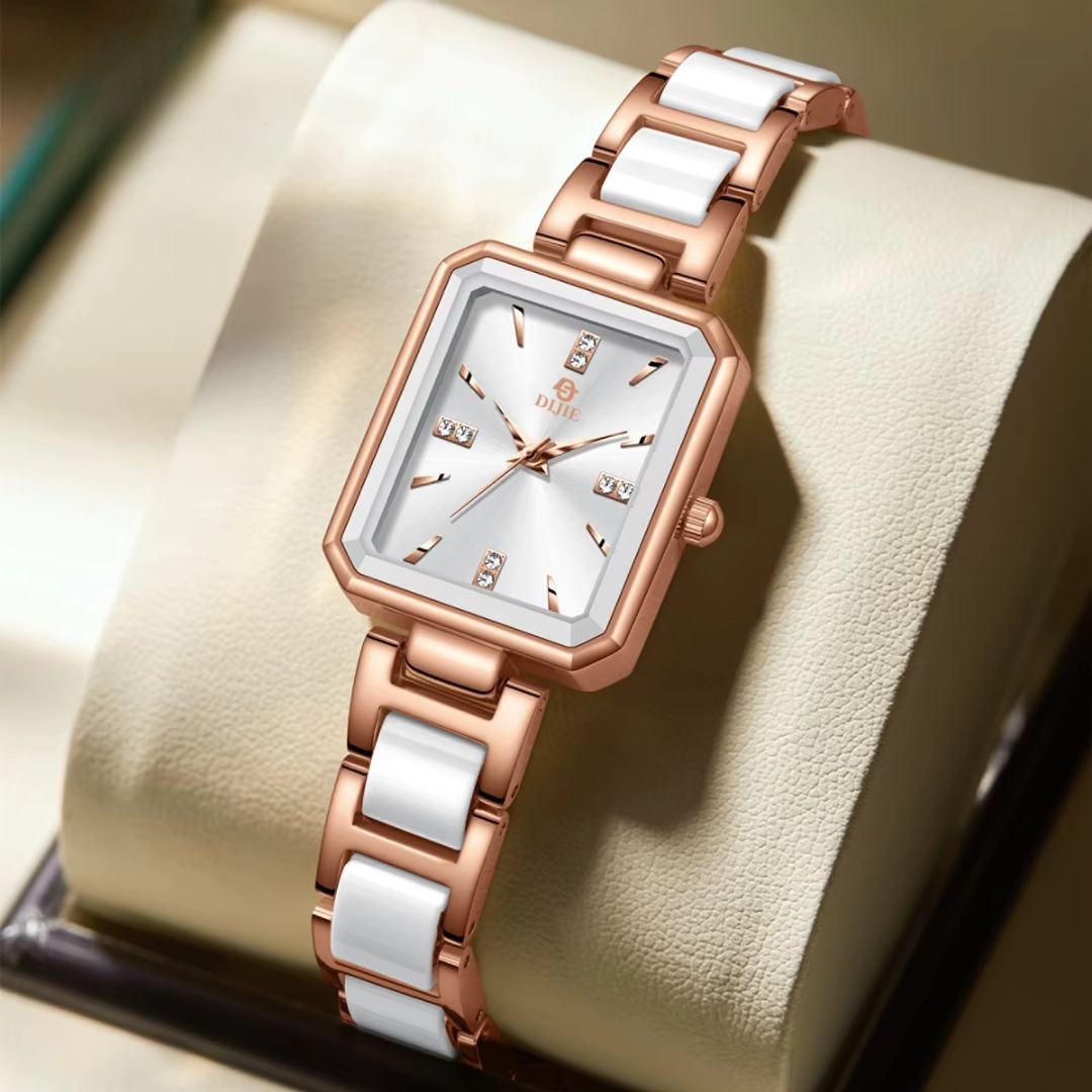 Elegant Square Quartz Women's Watch with Diamond Accents and Stainless Steel Band - Water Resistant, Luminous Dial 7
