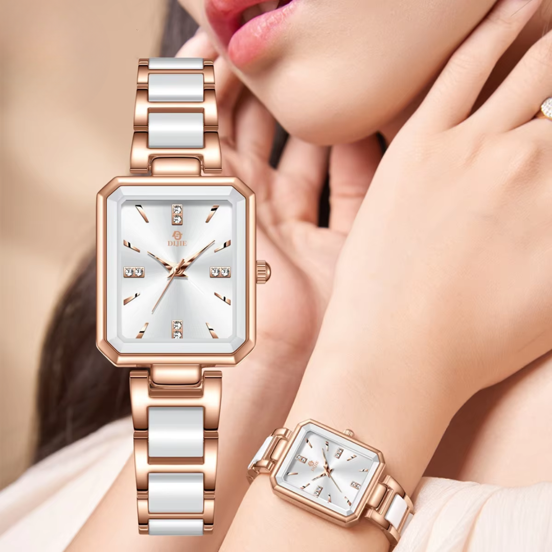 Elegant Square Quartz Women's Watch with Diamond Accents and Stainless Steel Band - Water Resistant, Luminous Dial 8