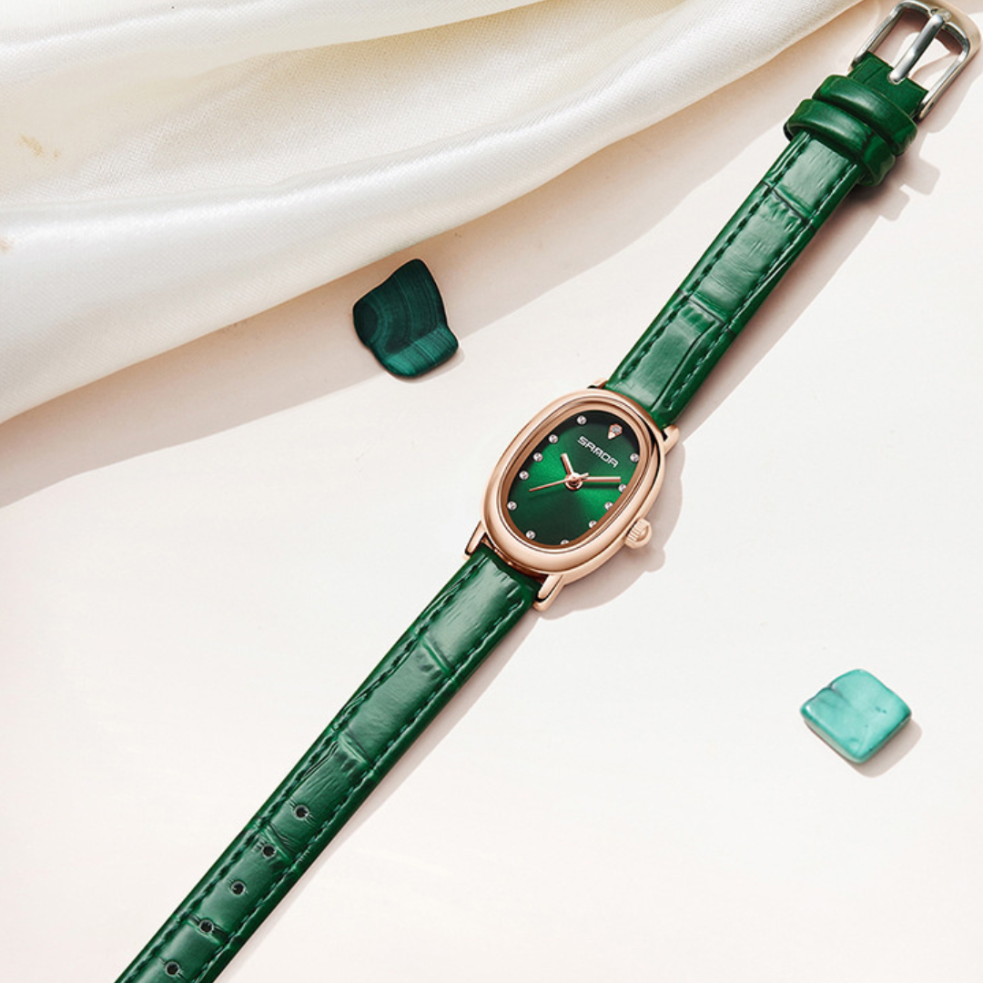 Elegant Vintage Oval Quartz Women's Watch with Slim Leather Strap and Hardlex Crystal 1
