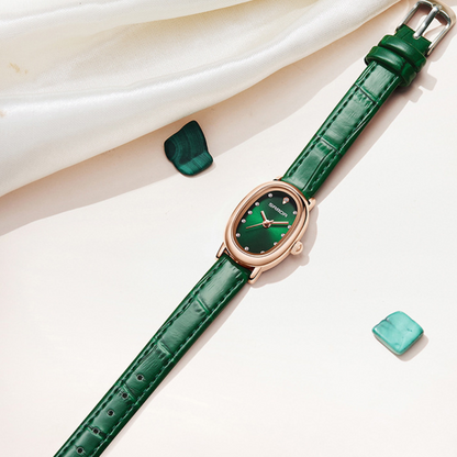Elegant Vintage Oval Quartz Women's Watch with Slim Leather Strap and Hardlex Crystal 1