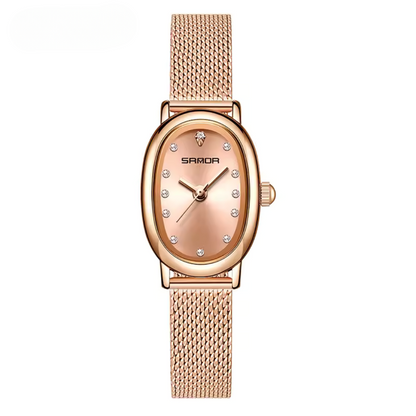 Elegant Vintage Oval Quartz Women's Watch with Slim Leather Strap and Hardlex Crystal 6