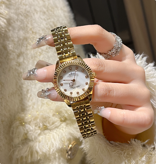 Elegant Women's Crystal Watch with Leather or Stainless Steel Strap – Timeless Luxury Timepiece 0