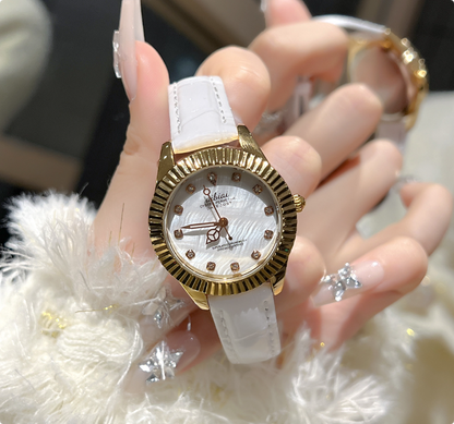 Elegant Women's Crystal Watch with Leather or Stainless Steel Strap – Timeless Luxury Timepiece 9