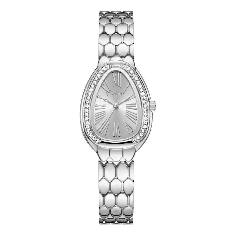 Elegant Women's Quartz Watch with Heart-Shaped Dial and Coiled Stainless Steel Band 4