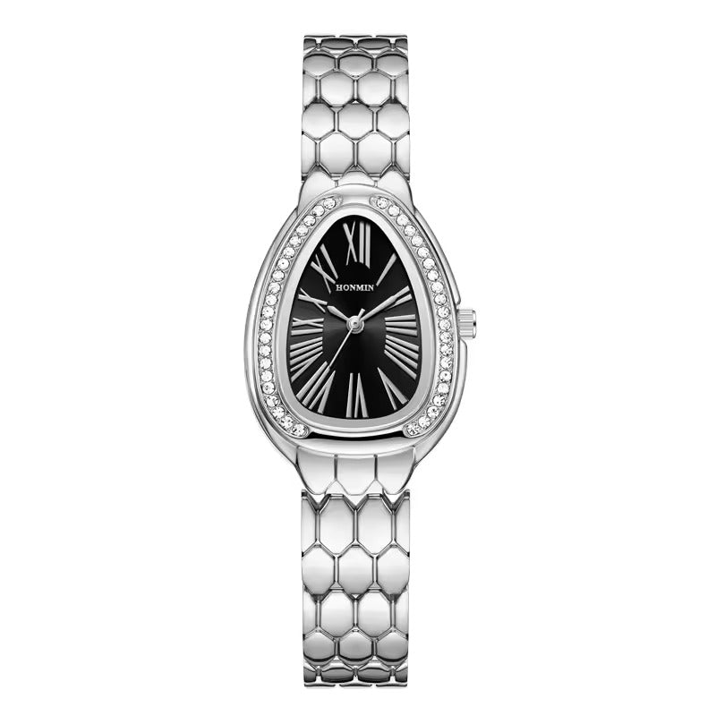Elegant Women's Quartz Watch with Heart-Shaped Dial and Coiled Stainless Steel Band 5