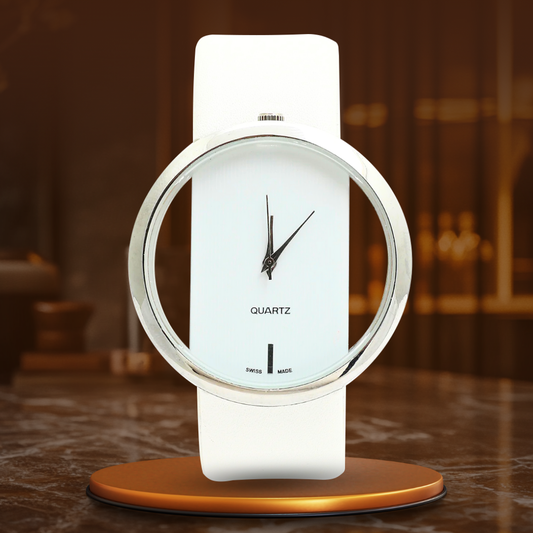 Elegant Women's Quartz Watch with Transparent Dial – Minimalist Design for Ladies
