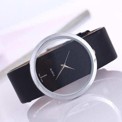 Elegant Women's Quartz Watch with Transparent Dial – Minimalist Design for Ladies