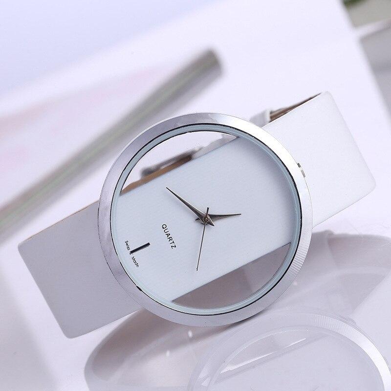 Elegant Women's Quartz Watch with Transparent Dial – Minimalist Design for Ladies