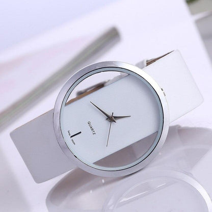 Elegant Women's Quartz Watch with Transparent Dial – Minimalist Design for Ladies