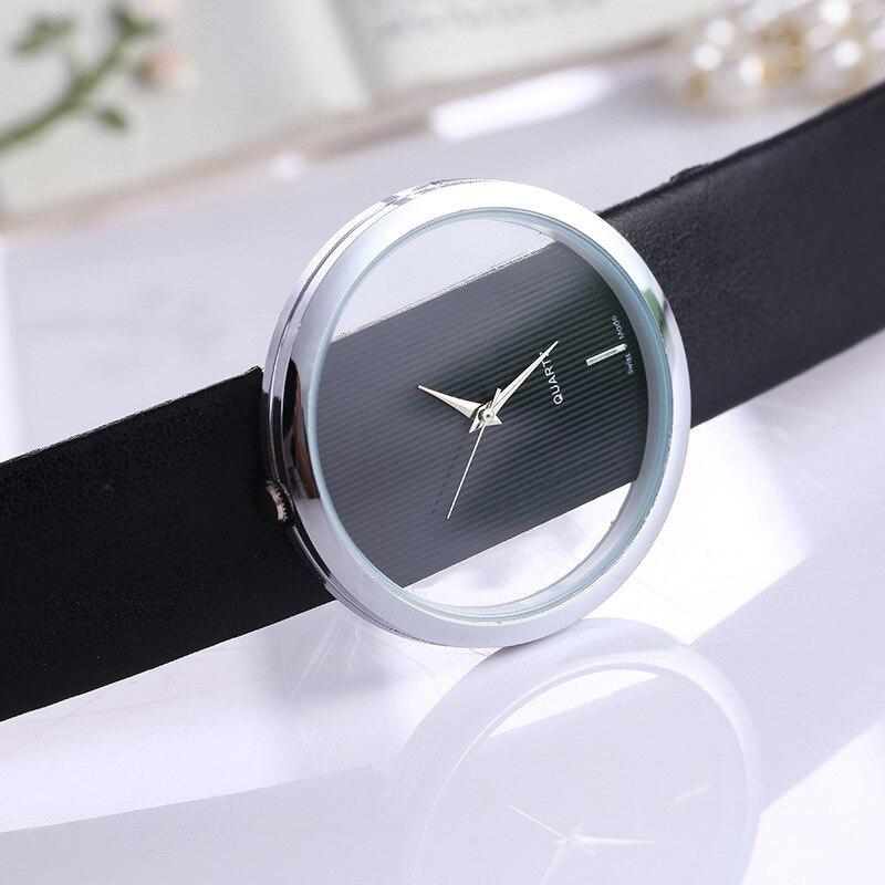 Elegant Women's Quartz Watch with Transparent Dial – Minimalist Design for Ladies