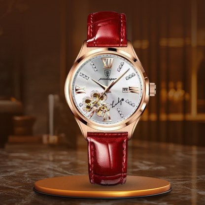 Elegant Women's Watch with Moonphase Dial and Leather Strap – Water Resistant Quartz Ladies Watch 9