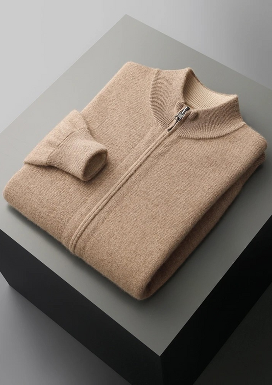 Extra-Fine Merino Wool Zip Cardigan