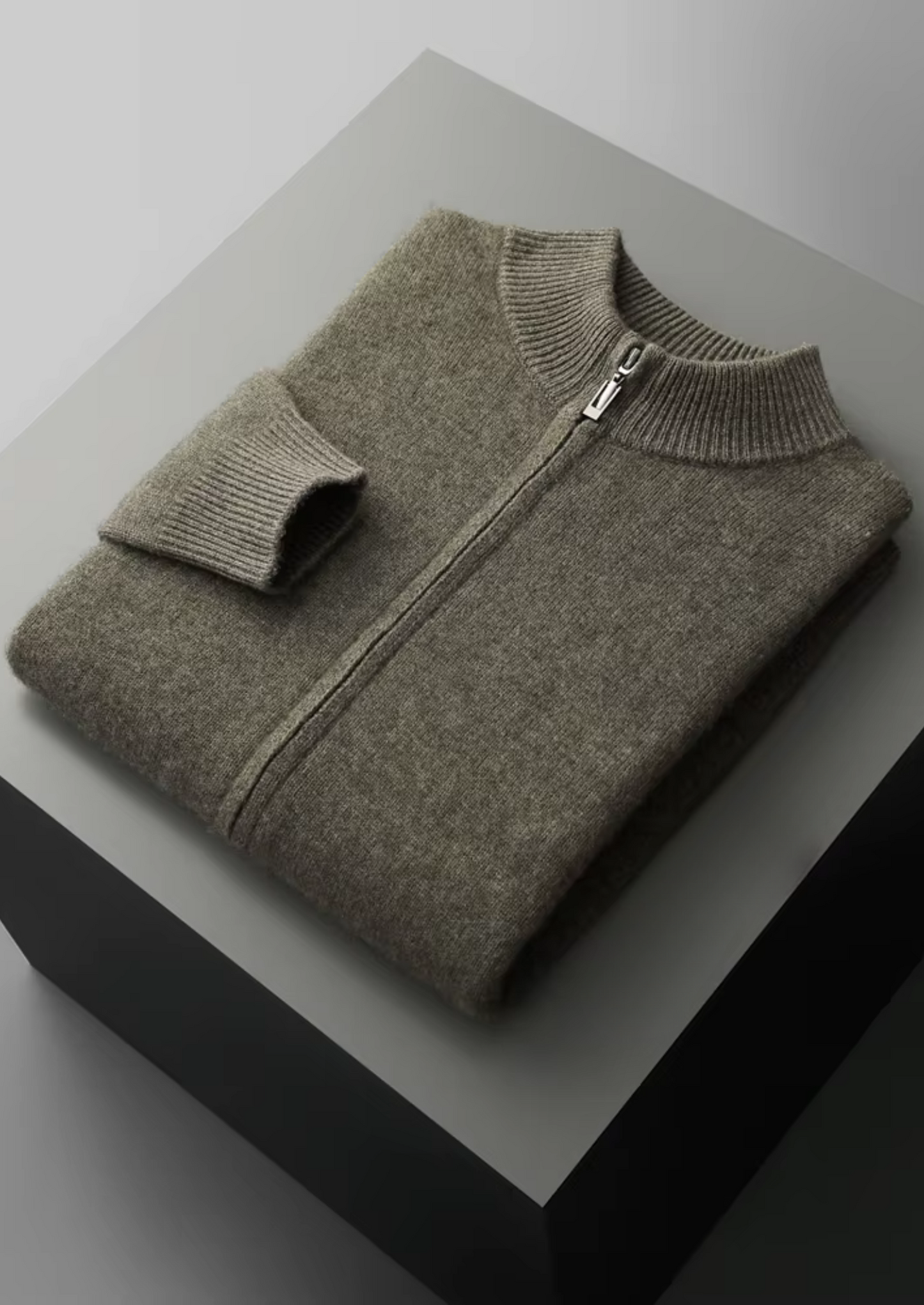 Extra-Fine Merino Wool Zipper Cardigan