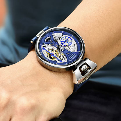 Fashion Hollow Business Watch with Skeleton Design and Leather Strap – Quartz Timepiece for Men 4