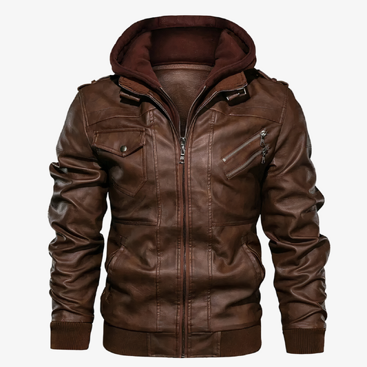 Stylish Men's Leather Motorcycle Jacket - Durable, Comfortable Biker Gear for Ultimate Protection and Style on the Road