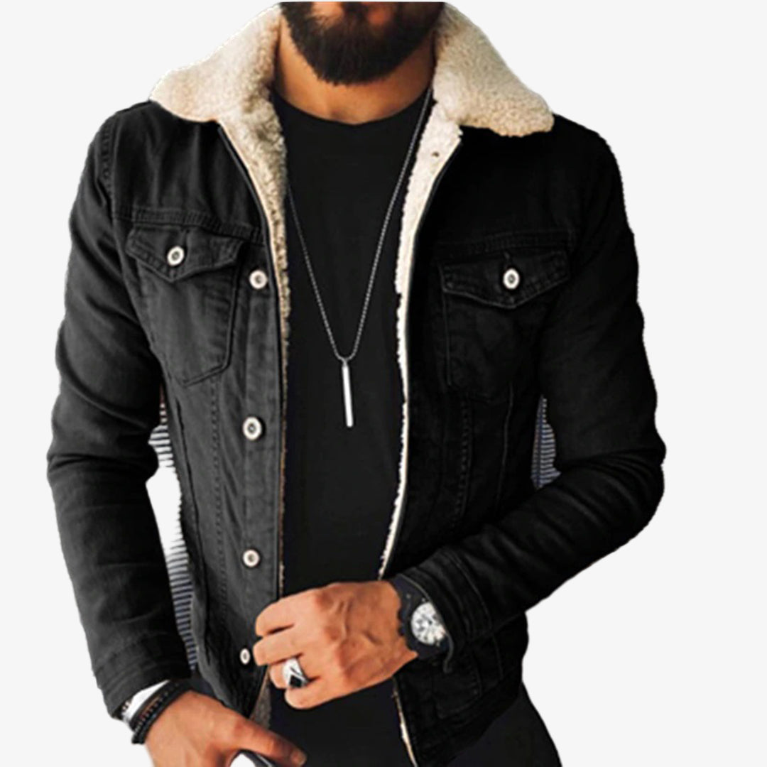 Men's Fleece-Lined Denim Jacket - Warm, Stylish Outerwear for Cold Weather, Perfect for Casual Wear and Outdoor Adventures
