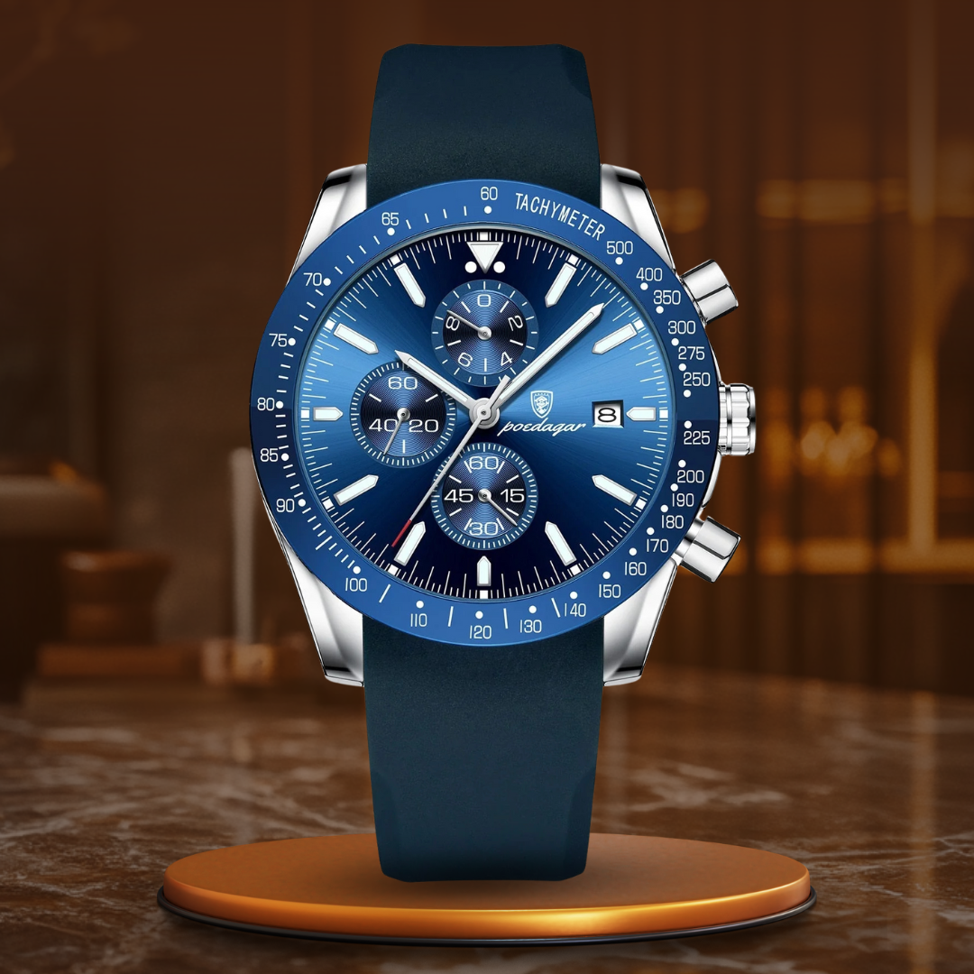 Luminous Chronograph Watch with Date Display, Water Resistant, Precision Quartz Movement, Shock Resistant, 3ATM 13