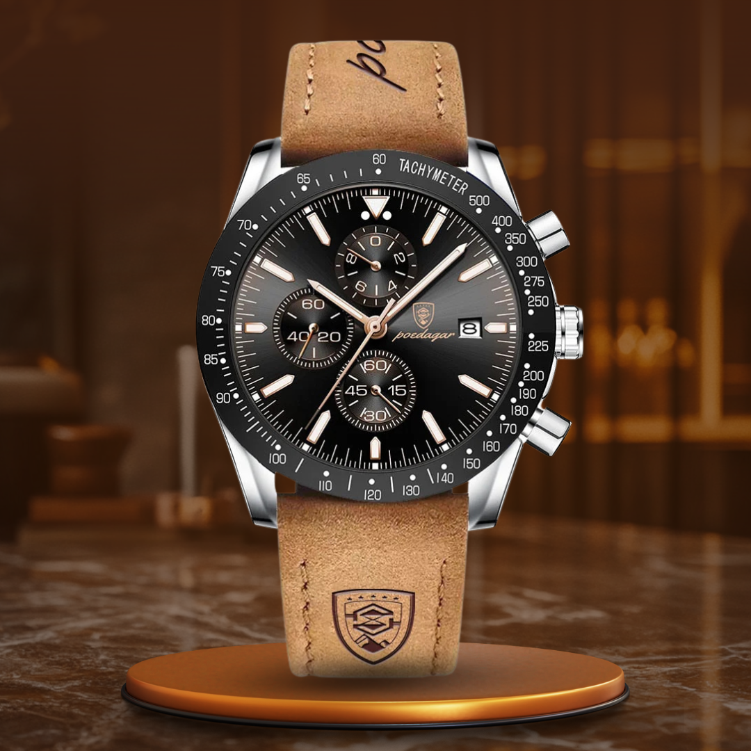 Luminous Chronograph Watch with Date Display, Water Resistant, Precision Quartz Movement, Shock Resistant, 3ATM 14