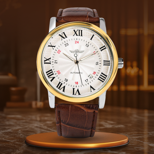Luxury Automatic Leather Watch with Calendar Function – Elegant Timepiece for Men 0