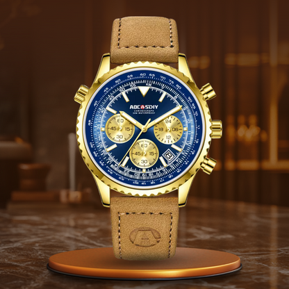 Luxury Chronograph Watch with Leather Strap and Luminescent Dial – Waterproof Design for Men 10