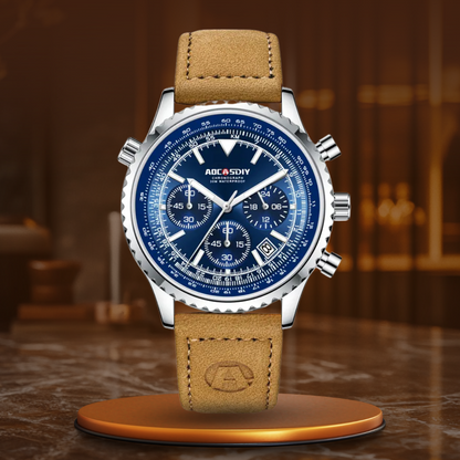 Luxury Chronograph Watch with Leather Strap and Luminescent Dial – Waterproof Design for Men 11