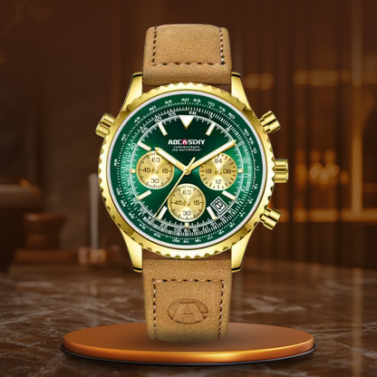 Luxury Chronograph Watch with Leather Strap and Luminescent Dial – Waterproof Design for Men 12