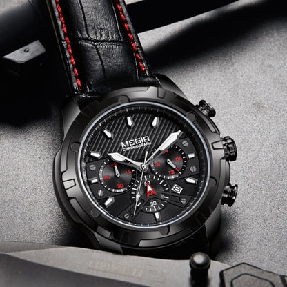 Luxury Military Chronograph Sports Watch with Leather Strap – Water Resistant and Precise Quartz Movement 7