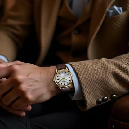 Luxury Minimalist Men's Quartz Watch with Leather Strap – Elegant Round Dial, Water-Resistant, Durable Alloy Case 3