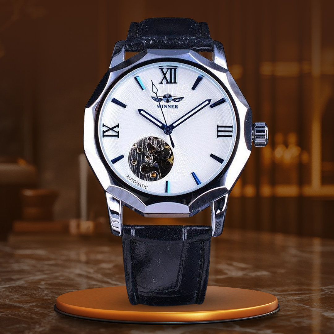Luxury Skeleton Automatic Watch with Ocean-Inspired Blue Dial – Elegant Men's Timepiece