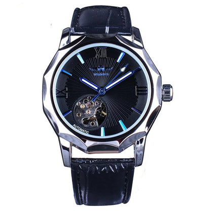 Luxury Skeleton Automatic Watch with Ocean-Inspired Blue Dial – Elegant Men's Timepiece