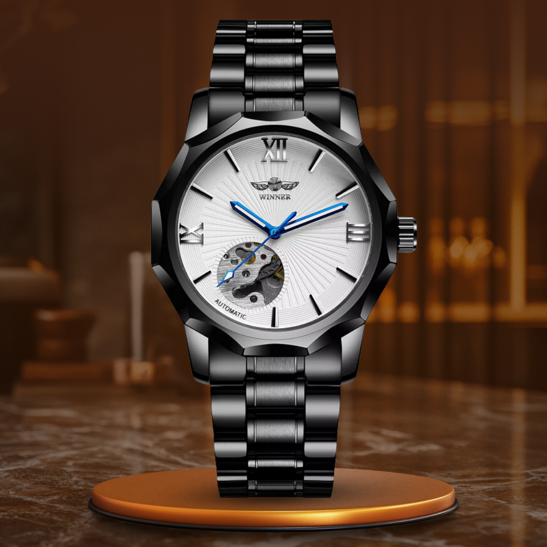 Luxury Skeleton Automatic Watch with Ocean-Inspired Blue Dial – Elegant Men's Timepiece
