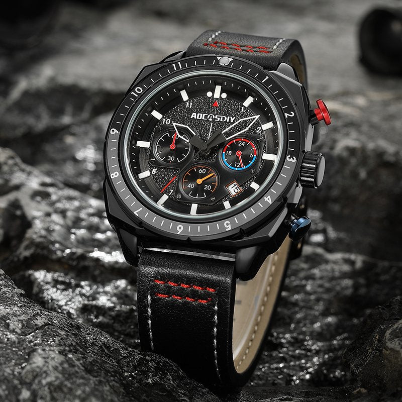 Luxury Sport Quartz Chronograph Watch with Luminous Dial and Water Resistance 3