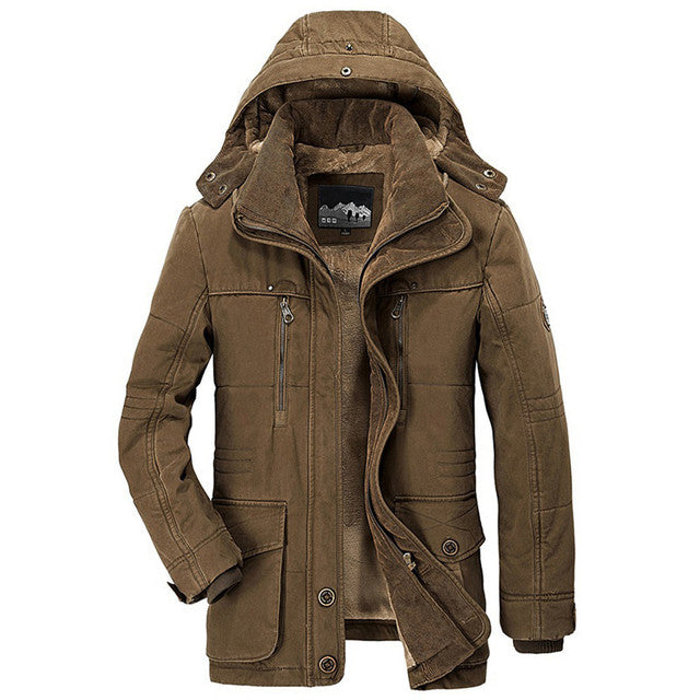 Men's Fleece-Lined Hooded Winter Jacket - Warm, Stylish, and Comfortable Outerwear for Cold Weather Adventures