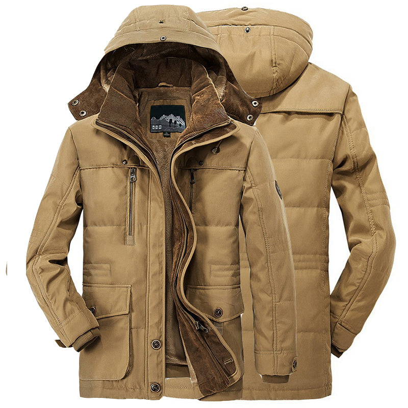 Men's Fleece-Lined Hooded Winter Jacket - Warm, Stylish, and Comfortable Outerwear for Cold Weather Adventures