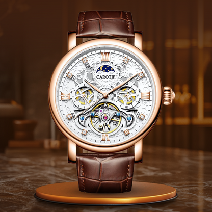 Men's Automatic Leather Watch with Luminous Dial – Elegant Mechanical Timepiece, Water Resistant, 45mm