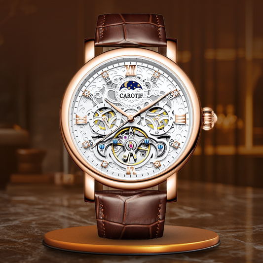 Men's Automatic Leather Watch with Luminous Dial – Elegant Mechanical Timepiece, Water Resistant, 45mm