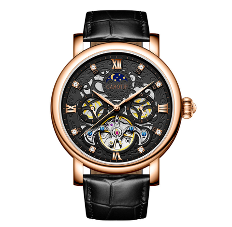 Men's Automatic Leather Watch with Luminous Dial – Elegant Mechanical Timepiece, Water Resistant, 45mm