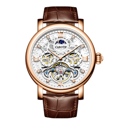 Men's Automatic Leather Watch with Luminous Dial – Elegant Mechanical Timepiece, Water Resistant, 45mm