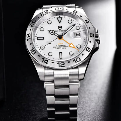 Men's Automatic Mechanical GMT Watch with Sapphire Crystal, Stainless Steel, Luminous BGW-9 Features