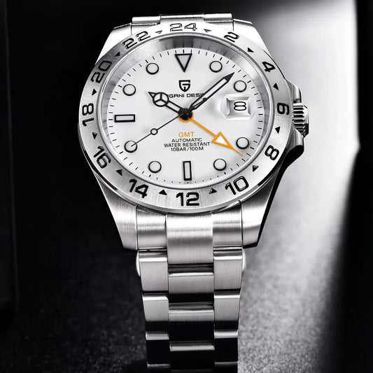 Men's Automatic Mechanical GMT Watch with Sapphire Crystal, Stainless Steel, Luminous BGW-9 Features
