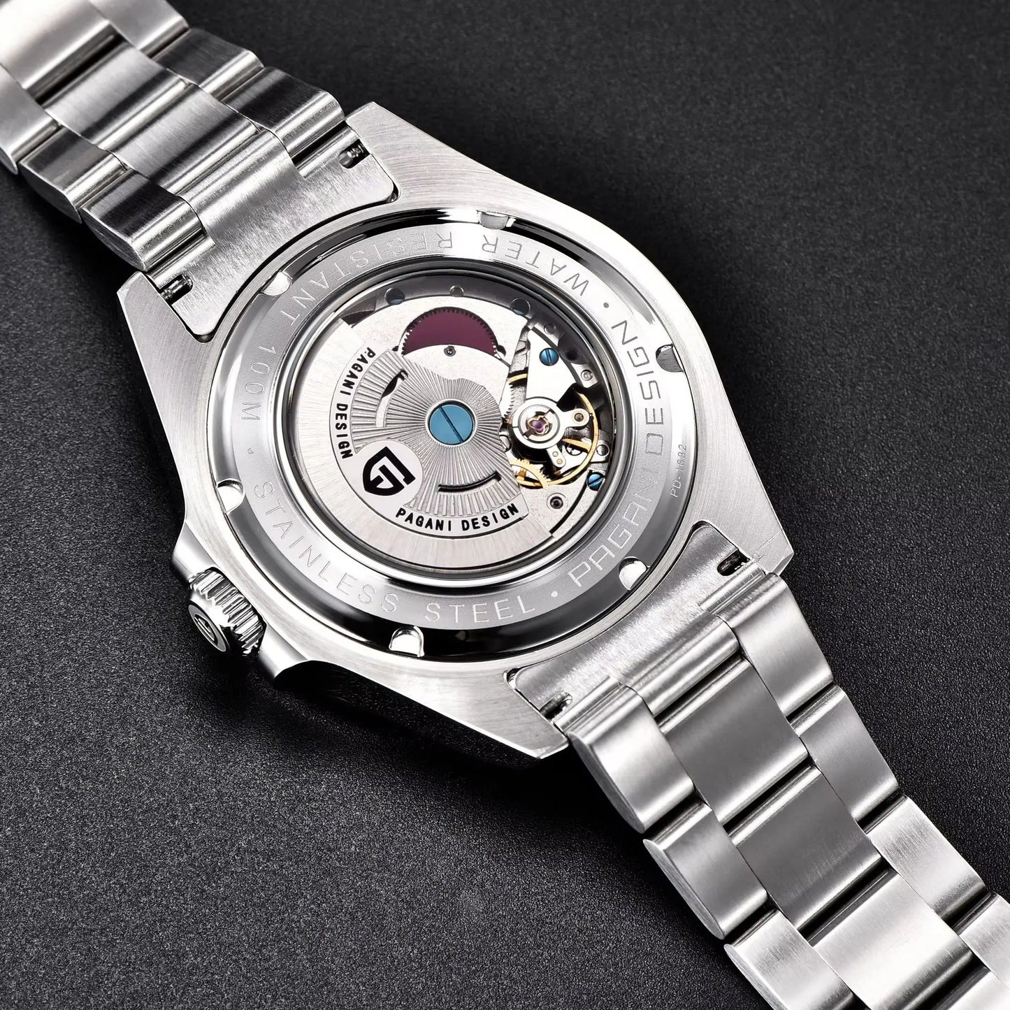 Men's Automatic Mechanical GMT Watch with Sapphire Crystal, Stainless Steel, Luminous BGW-9 Features
