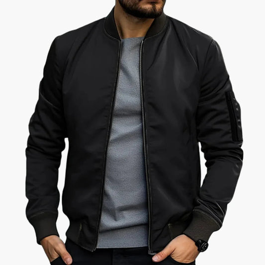 Men's Bomber Jacket Black Durable Fabric 0
