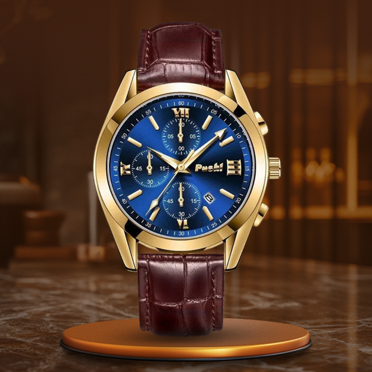 Men's Business Quartz Watch with Leather Strap and Date Display – Elegant Timepiece for Professional Style