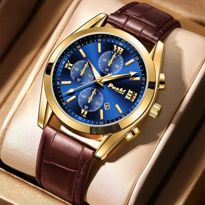 Men's Business Quartz Watch with Leather Strap and Date Display – Elegant Timepiece for Professional Style