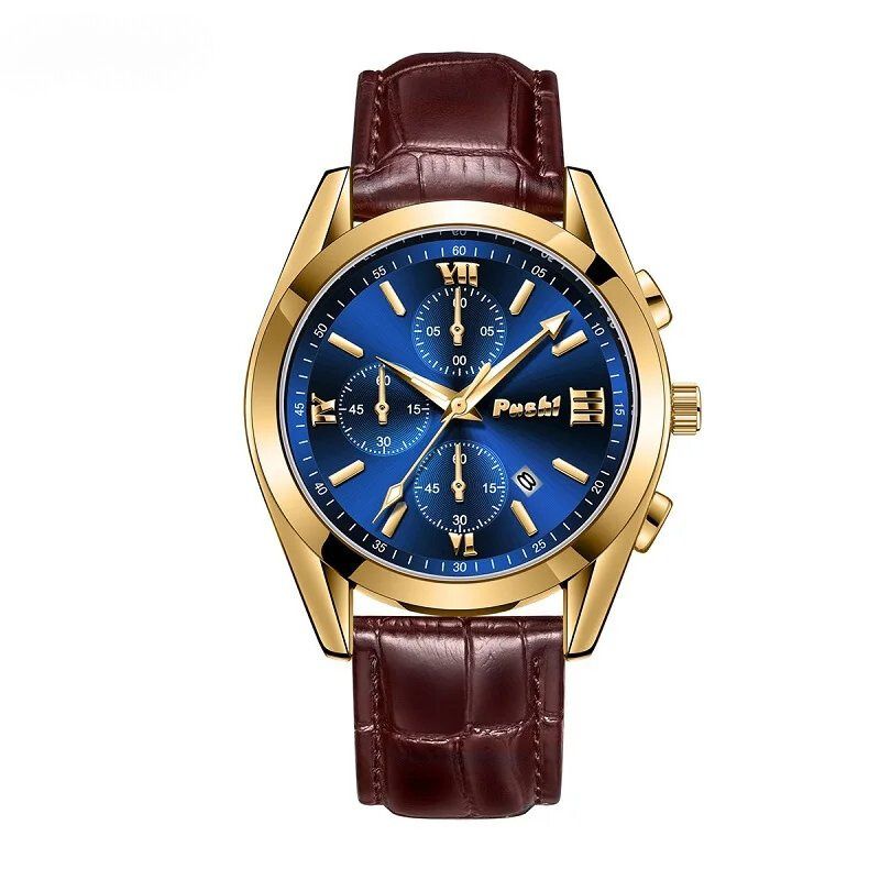 Men's Business Quartz Watch with Leather Strap and Date Display – Elegant Timepiece for Professional Style