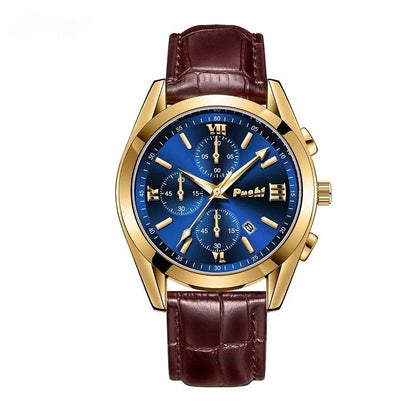 Men's Business Quartz Watch with Leather Strap and Date Display – Elegant Timepiece for Professional Style